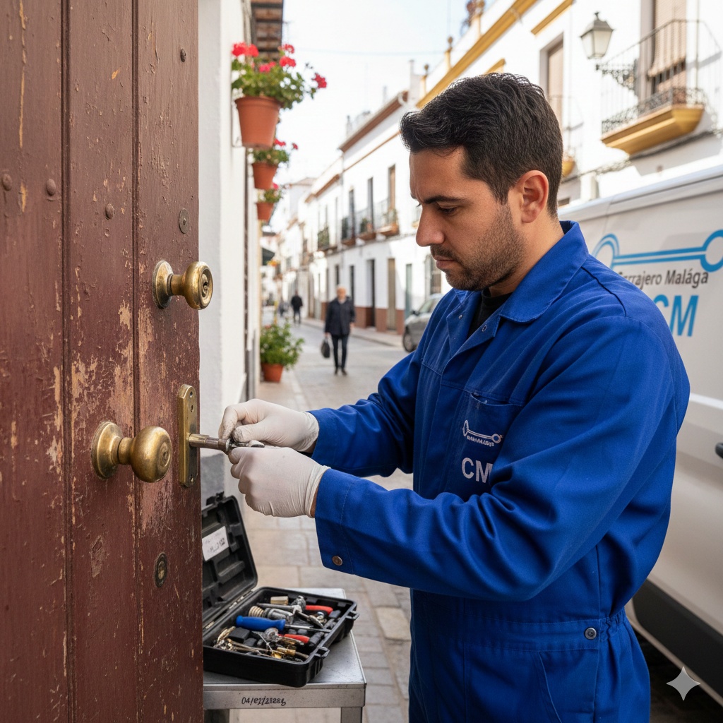 Cerrajero profesional trabajando en Málaga